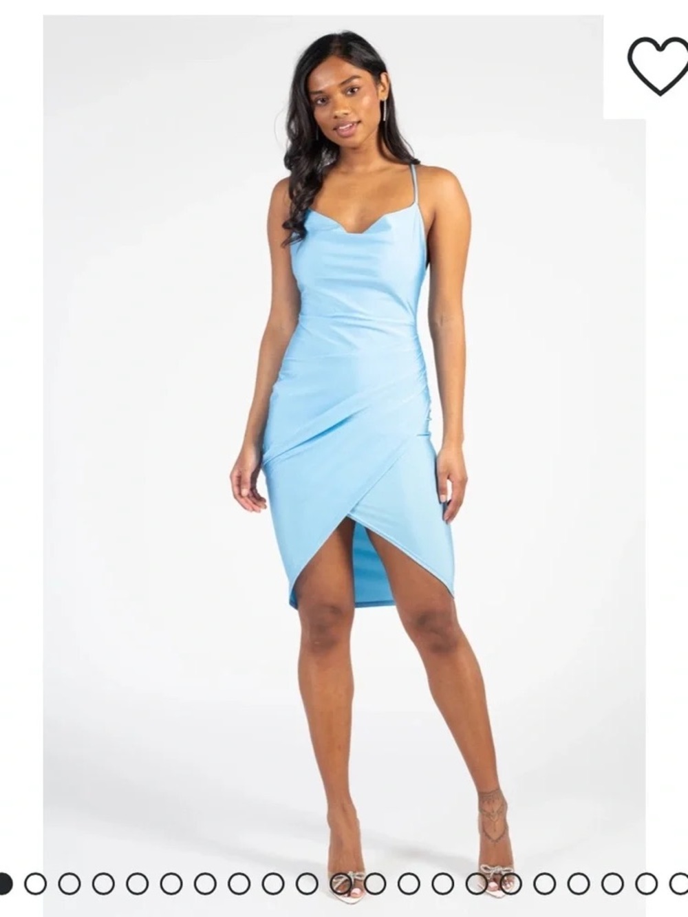 Steeley Teal Blue Spaghetti Strap Wrap Tulip Midi Dress Misty Rose Size Medium